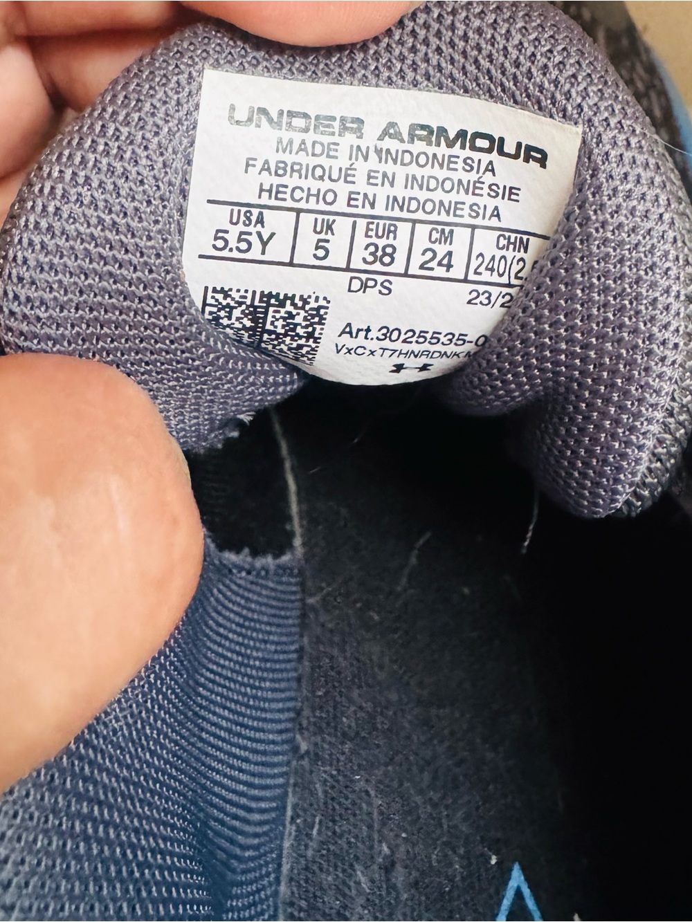 Under Armour Scramjet Running Shoes Youth 5.5Y Black Blue Athletic Sneakers - Picture 6 of 6